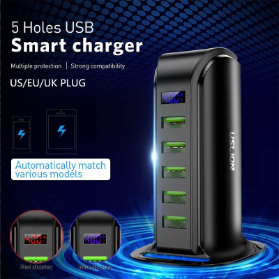 

5 Ports EUUSUK Plug USB Plug Charging Station Dock Stand Desktop Multi Charger Hub for Phone