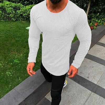 

Fashion Mens Slim Fit Shirts Round Neck Long Sleeve Casual T-Shirt Tee Tops
