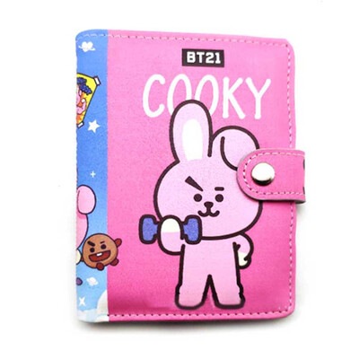 

Snap Button Wallet PU Wallet Cosmetic Bag Two Fold Storage Bag Handbag Coin Bag Cartoon Image Gift