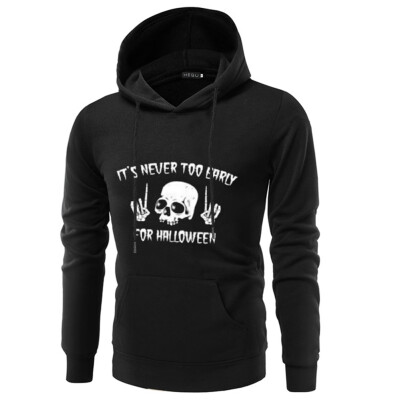 

2019 New Arrival Unisex Skull And Letter Printed Halloween Hoodie Casual Long Sleeve Graphic Hooded Sweatshirts