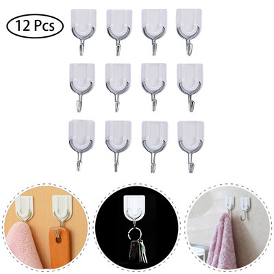 

Gobestart Strong Adhesive Hook Wall Door Sticky Hanger Holder Kitchen Bathroom White 12PCS