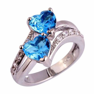 

Fashion Lover Jewelry Heart Cut Rainbow White Topaz Gemstone Silver Ring Size 6 7 8 9 10