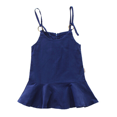 

Sling Dresses Kids Girl Dresses Summer Casual Baby Girls Solid Pattern Strap Child Dress Cotton Kids Toddler Sleeveless Sundress