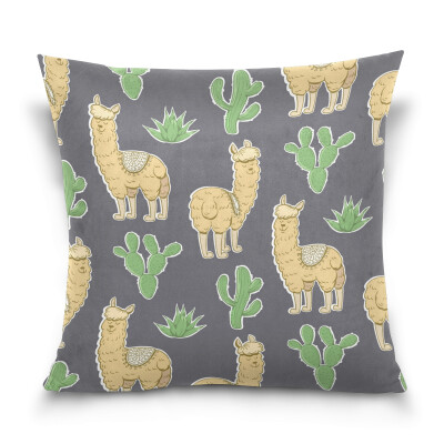 

ALAZA Throw Pillow Cover 16 X 16 inch Cushion Cover with Llamas Printed Pillowcase