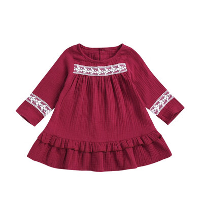 

Girls Dress New Autumn Girls Clothes Lace Design Baby Girls Princess Tutu Wave Hem Dresses For Girls Casual Wear 18m-5 Y