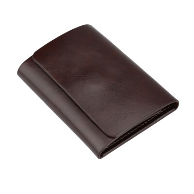 

Durable & Trendy Fashion Men Money Clip Wallet Genuine Leather Short Card Holder Trifold Magnet Business Mini Wallet CoffeeBrown