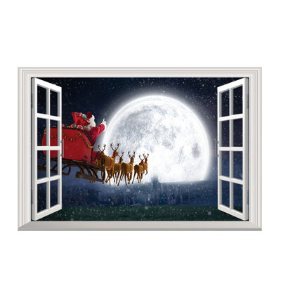 

Romantic Christmas 3D Fake Window Wall Stickers Self-Adhesive Removable Faux Window Wall Decal Christmas Holiday Decor Sticker