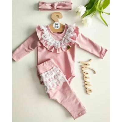 

Newborn Kids Baby Girl Clothes Lace T-shirt Top Pants Outfits Tracksuit 0-2T