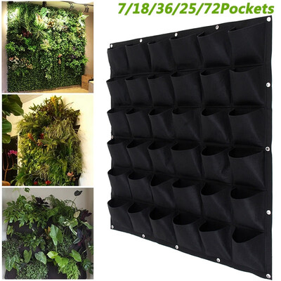 

718362572 Pockets Wall Hanging Planting Bags Green Grow Bag Planter Vertical Garden Vegetable Living Garden Bag Home Supplies