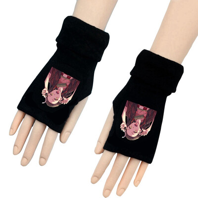 

Anime Demon Slayer Kimetsu No Yaiba Winter Warm Cotton Unisex Long Fingerless Gloves Work Halffinger Gloves With Thumb Hole