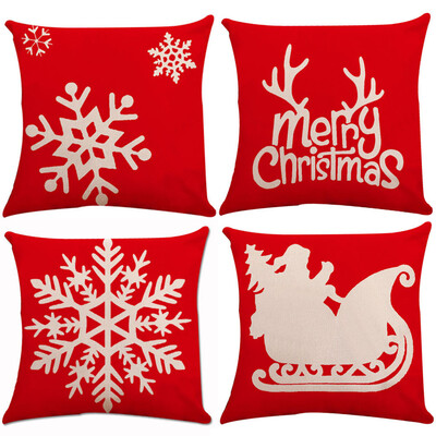 

Tailored 4PC Cotton Linen Christmas Zipper Closure Pillow Case Throw Cushion Cover Home