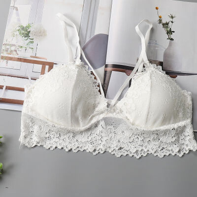 

Sexy Women Padded Bras Wireless Thin Underwear Women Seamless Deep V-Neck Lace Bras