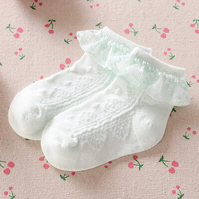 

1 Pair Children Socks Solid Color Mesh Frilly Lace Low Cut Ankle High Baby Girls Thin Princess Sock