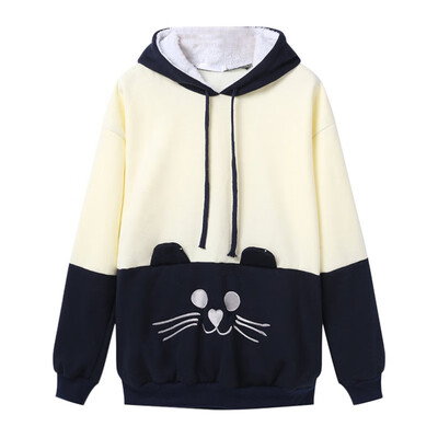 

Harajuku Kawaii Hoodie Sweatshirt Women Female Cat Embroidery Long Sleeve Sweatshirts Autumn 2018 Fashion Tops Jumper