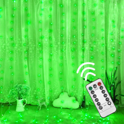 

Gobestart Curtain Stripe Lights 300LED 8 Modes Remote Control Fairy String Lights Decora