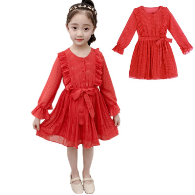 

Baby Kids Girl Dress Autumn Dot Print Long Sleeve Long Dress Party Princess Beach Dresses Girls Children Clothes