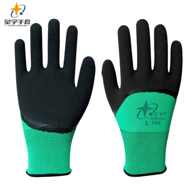 

Xingyu XINGYU labor insurance gloves semi-dipped rubber wrinkle gloves latex foam work protective gloves non-slip wear-resistant L598 12 pairs  code