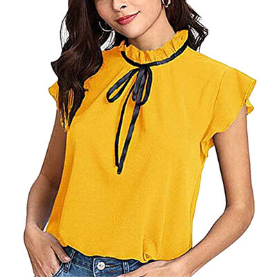 

Elegant Women Chiffon Tops Blouses Vintage Solid Summer Bowknot Shirts Slim Blusas Mujer