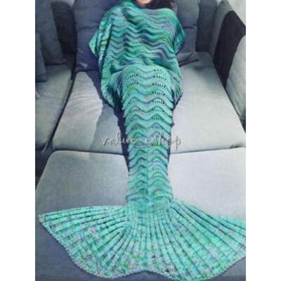 

Mermaid Tail Sofa Blanket Super Soft Warm Hand Crocheted Knitting Wool Adult