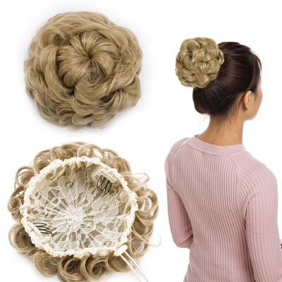 

Messy Hair Bun Chignons Synthetic Hair Extensions Wavy Updo Scrunchy Hairpieces