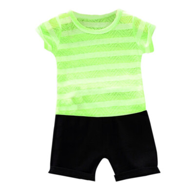 

Kids Clothes Summer Baby Boys Short Sleeve Stripe Print Tops Blouse T-shirtDenim Shorts Casual Outfits Sets