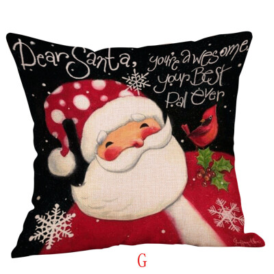 

〖Follure〗Happy Christmas Pillow Cases Linen Sofa Cushion Cover Home Decor Pillow Case