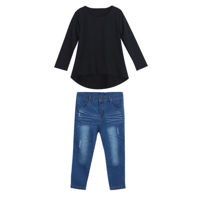 

Toddler Kids Baby Girls Clothing Sets Autumn T-shirt Tops Denim Jeans Pants Set Outfits Tracksuits
