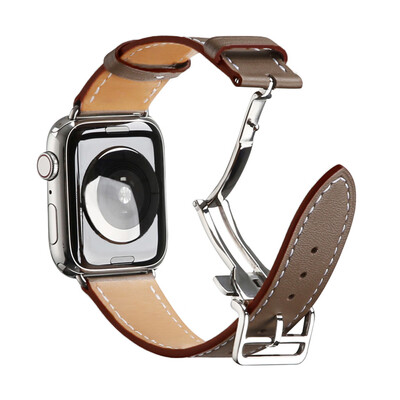 

〖Follure〗Butterfly buckle Leather Wrist Watch Strap Band For IWatch 4 Apple Watch 44mm