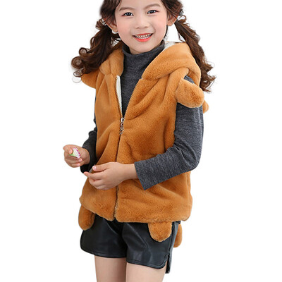

Winter Baby Girl Waistcoat Cute Thick Bear Ears Hoodies Vest Waistcoats Outwears
