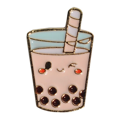

Unisex Cartoon Milk Tea Shark Brooch Enamel Collar Pins Badge Backpack Decor