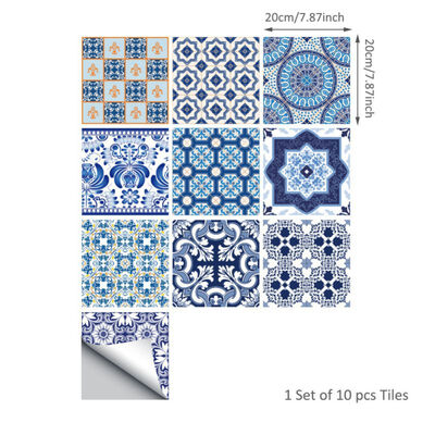 

10PcsSet Thickened PVC Tile Stickers Square Removable Waterproof Self-Adhesive Wall Decor Murals for Bathroom Kitchen Bedroom
