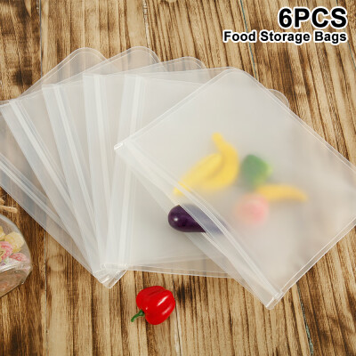 

6Pcs Reusable Food Storage Bags Large Set of 6 Leak-Proof Freezer-Proof Bags Extra Thick PEVA Plastic