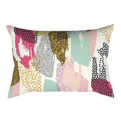 

〖Follure〗Pink small fresh printing square pillowcase home decoration car sofa 30X50cm