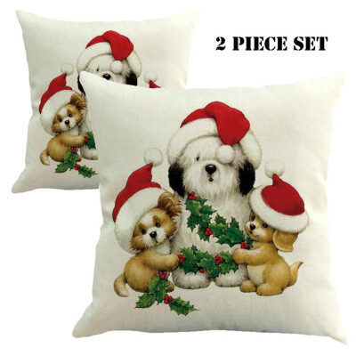 

Tailored Merry Christmas Pillow Cases Linen Sofa Cushion Cover Home Decor Pillow Core