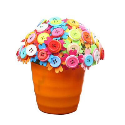 

DIY Multicolor Round Resin Decorative Buttons Flower with EVA Flower Pot Scrapbooking Embelishments Sewing Craft Supply