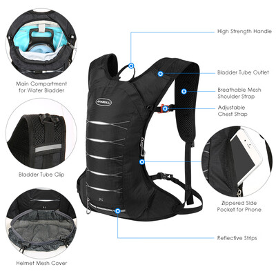 

3 Liters Cycling Hydration Backpack Lightweight Water-resistant Daypack Bag for Outdoor Riding Hiking Running Camping