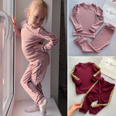 

UK Toddler Kids Baby Girls T-shirt Tops Pants Leggings Outfits Clothes Tracksuit