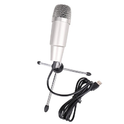 

USB Home Vocal Recording Microphones Desktop Mini Metal Tripod Stand for for Laptop PC Recording Online Chatting Singing Podcast