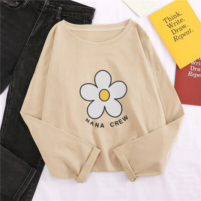 

Casual Women T-Shirt Sweet Loose T Shirt Autumn Tops O-Neck Long Sleeve Printed T-shirt