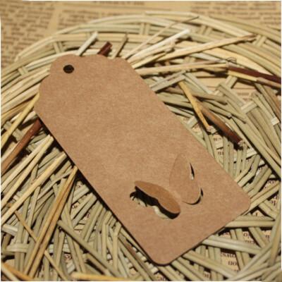 

100Pcs New DIY Kraft Paper Tags White Brown Rectangle Heart Label Luggage Wedding Note Blank Price Hang Tag Kraft Gift