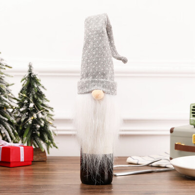 

Toponeto Adorable Wine Bottle Cover Artificial Beard Christmas Decor Xmas Santa Claus Set