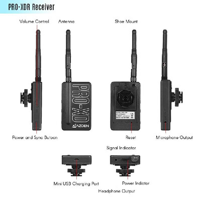 

AZDEN i-Coustics PRO-XD 24GHz Digital Wireless Microphone System Include Transmitter Receiver Lapel microphone Auto Sync 35m Ope
