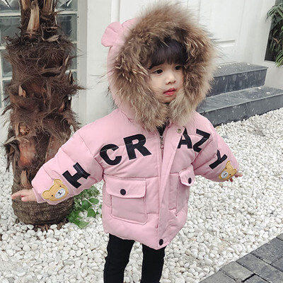 

Jacket For Girls Winter Kids Jacket Children Girl Letter Hooded Warm Outerwear Coat Girls Clothes New Infant Down Parkas