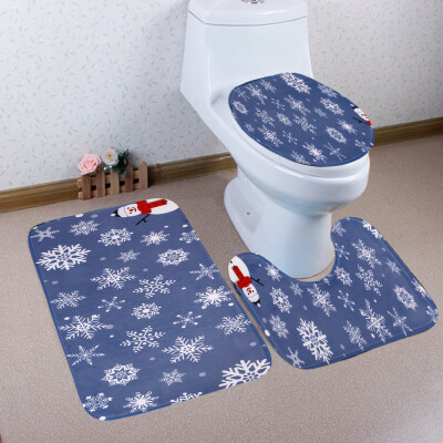 

〖Follure〗3PCS Christmas Bathroom Non-Slip Pedestal Rug Lid Toilet Cover Bath Mat Set