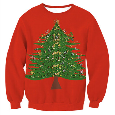 

Tailored Womens Winter Long Sleeve O Neck Christmas Tree Print Casual Blouse Tops