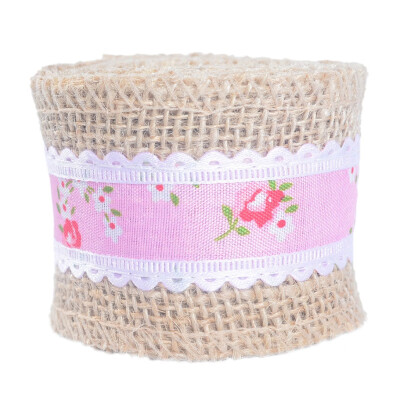 

Diy Vintage lace Printed Burlap Ribbon Roll Lace Decorative Hemp Rope Christmas Wedding Craft Lace Ribbon