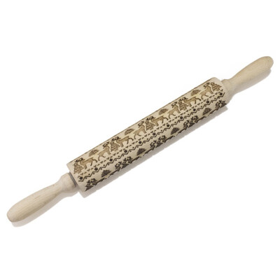 

Christmas Wooden Rolling Pins Reindeer Engraved Embossing Decorative Rolling Pin For DIY Cookies Cake Fondant