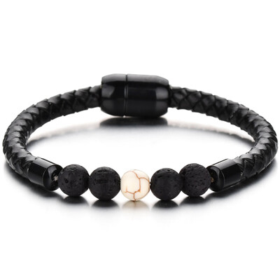 

Bohemian Style Natural Stone Beads Charm Bracelets Bangles For Women Man Vintage Leather Bracelet