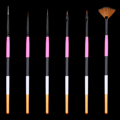 

〖Follure〗6PcsSet Nail Art Brush UV Gel Acrylic Painting Pull Pen Four Color Handle Manic
