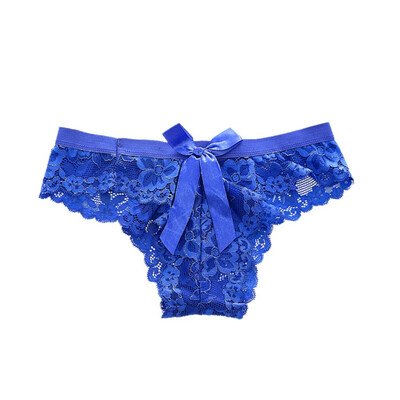 

Women Sexy Panties Bow Lace Slim High Waist Perspective Flexibility Solid Color Transparent Comfy Briefs